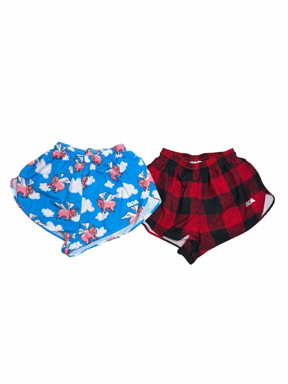 BOA Women's 1" Elite Split Shorts Bundle | Flying Pigs & Buffalo Plaid | Small